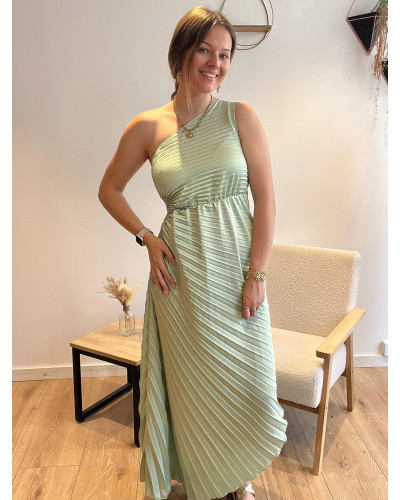 DORIANE | Robe cérémonie vert d'eau plissée