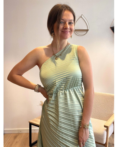 DORIANE | Robe cérémonie vert d'eau plissée
