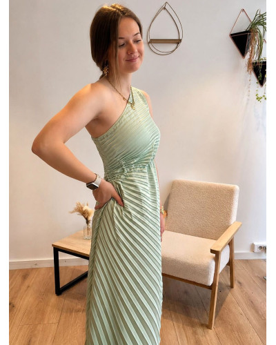 DORIANE | Robe cérémonie vert d'eau plissée