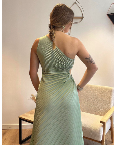 DORIANE | Robe cérémonie vert d'eau plissée