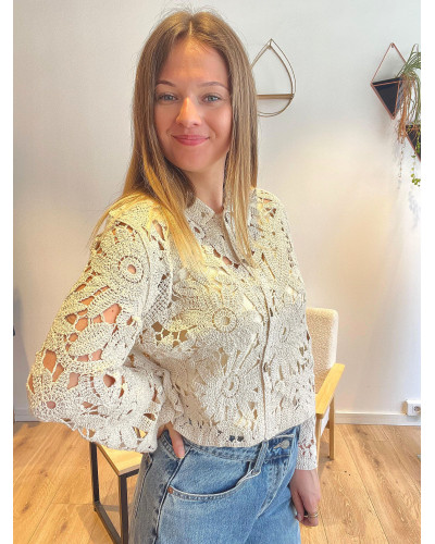 LEONIS | Gilet en macramé écru