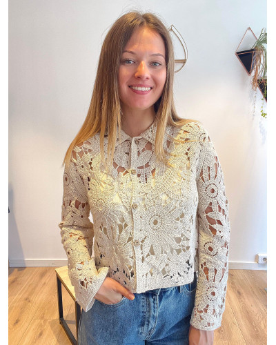LEONIS | Gilet en macramé écru