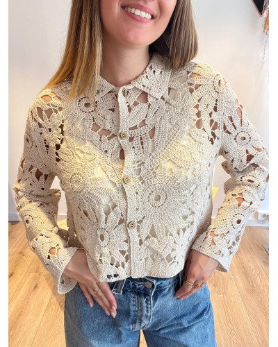 LEONIS | Gilet en macramé écru