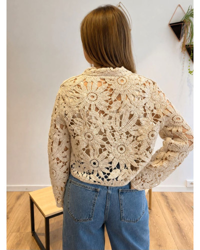 LEONIS | Gilet en macramé écru