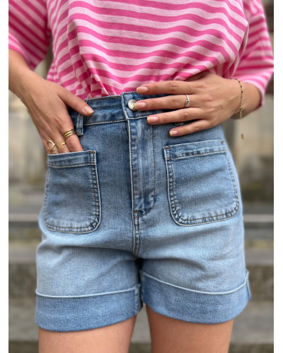 REMY | Short en jean poches carrées