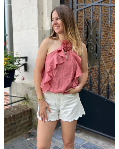 ALAIN | Top halter vieux rose