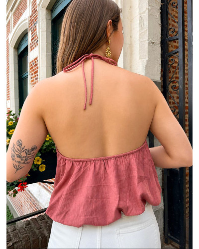 ALAIN | Top halter vieux rose