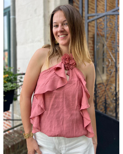 ALAIN | Top halter vieux rose