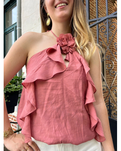 ALAIN | Top halter vieux rose