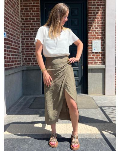 AVA | Blouse fluide blanche col feston manche courte