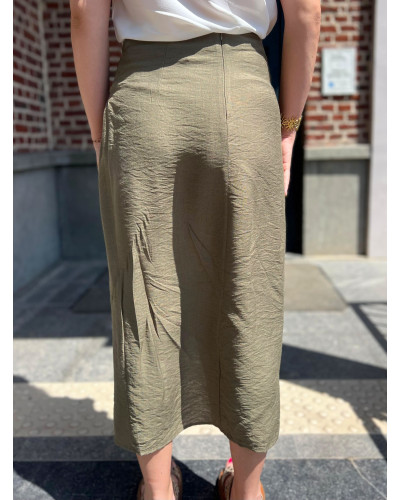 LUCIE | Jupe fluide kaki asymétrique