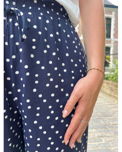 SERAPHIN | Pantalon fluide bleu marine à pois