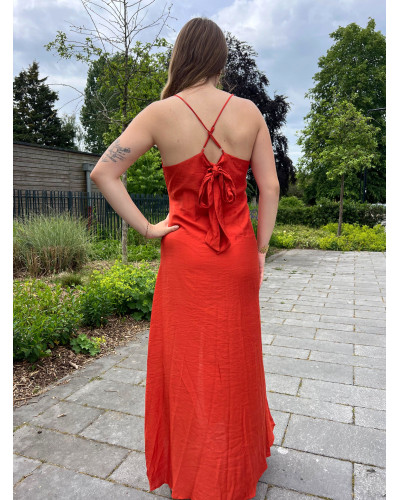 CHRISTIANE | Robe longue terracotta à fines bretelles