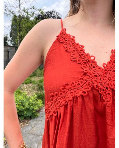 CHRISTIANE | Robe longue terracotta à fines bretelles