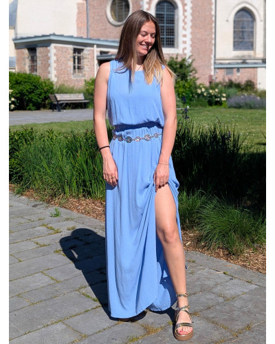 BRANDON | Ensemble top et jupe longue bleu ciel