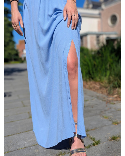 BRANDON | Ensemble top et jupe longue bleu ciel