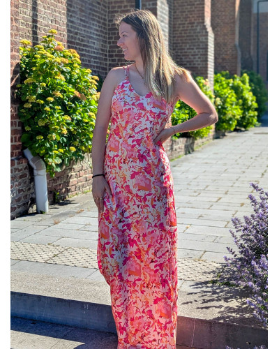 ANNIE | Robe longue à bretelles rose