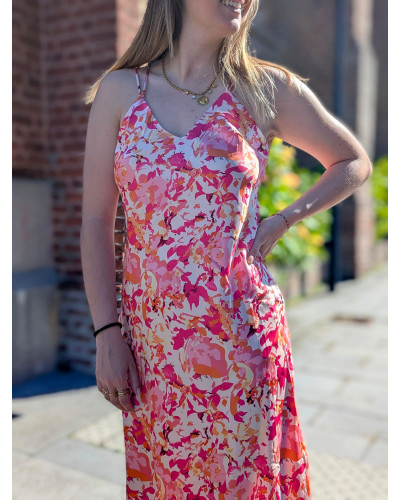 ANNIE | Robe longue à bretelles rose