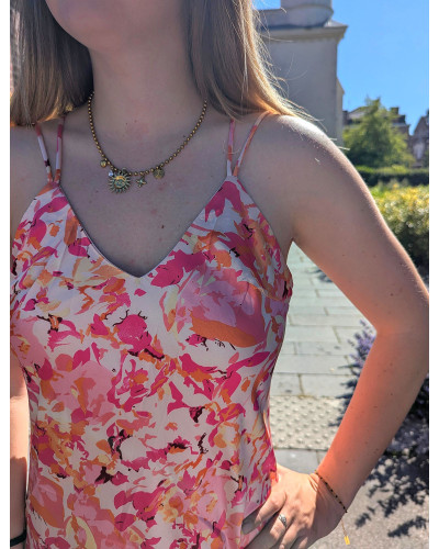 ANNIE | Robe longue à bretelles rose