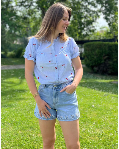 SUZETTE | Blouse rayure bleue cerise