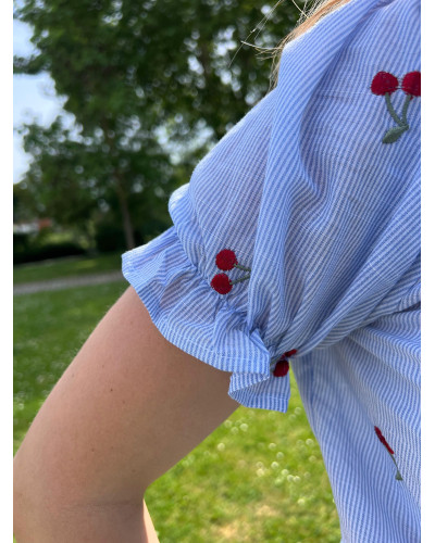 SUZETTE | Blouse rayure bleue cerise