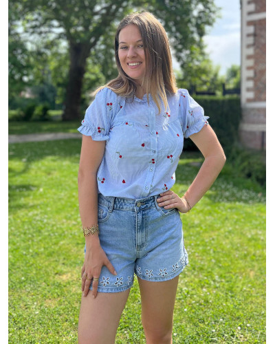 EMILE | Short en jean broderie