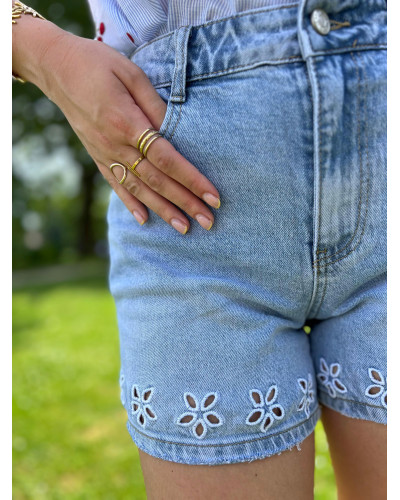 EMILE | Short en jean broderie