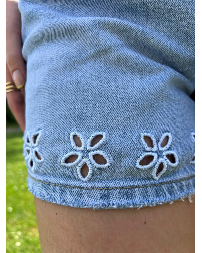 EMILE | Short en jean broderie