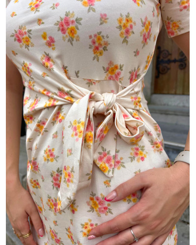 NILA | Robe tee-shirt en coton avec nœud sur le côté