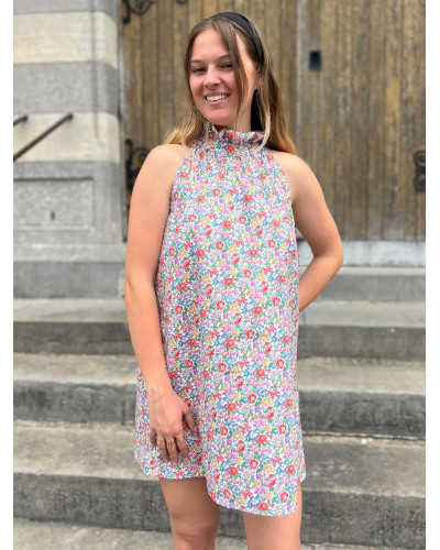 MAELLE | Robe liberty en coton col halter