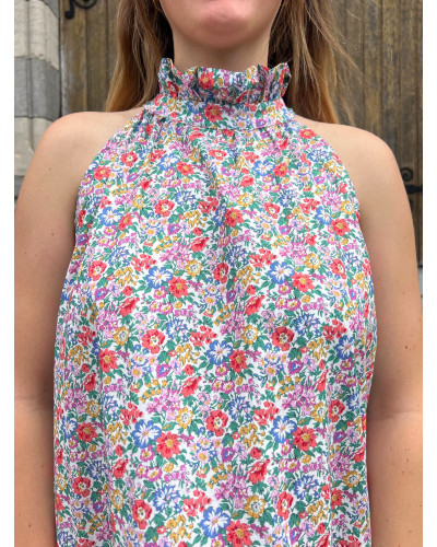 MAELLE | Robe liberty en coton col halter