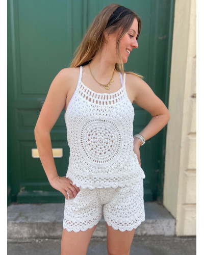 MICKE | Top en crochet blanc