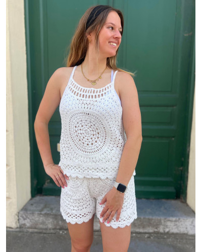 MICKE | Top en crochet blanc