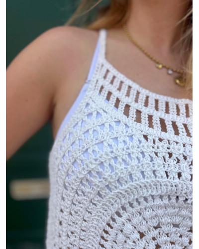 MICKE | Top en crochet blanc
