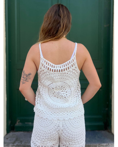 MICKE | Top en crochet blanc