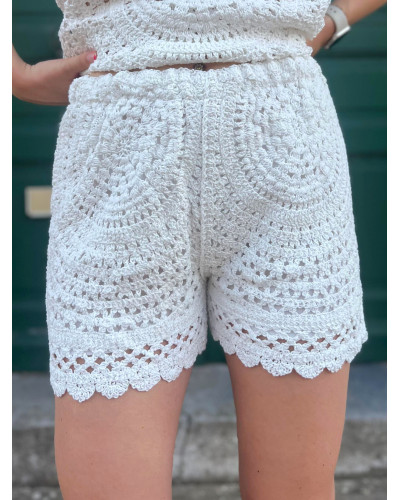 MARTIN | Short en crochet blanc