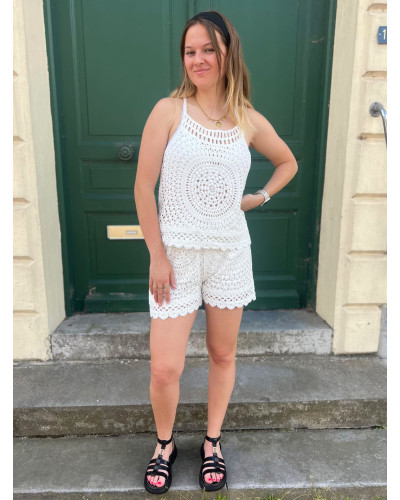 MARTIN | Short en crochet blanc