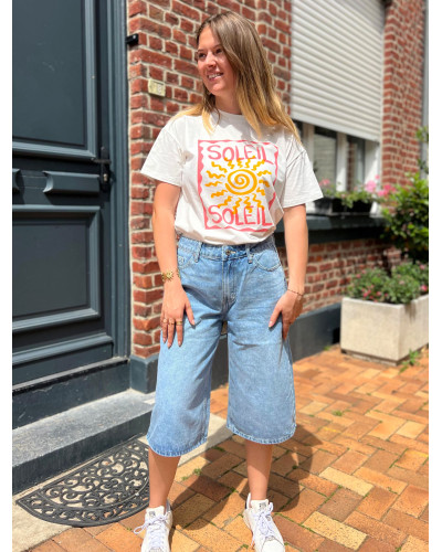 MANI | Tee-shirt blanc inscription soleil