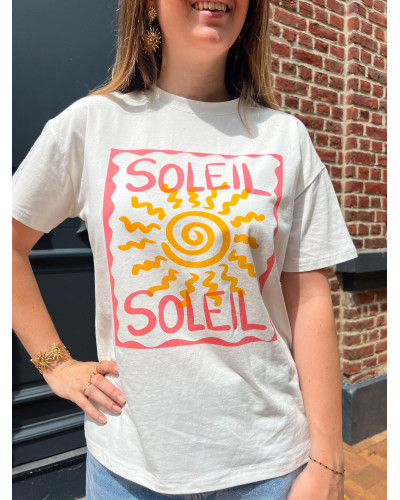 MANI | Tee-shirt blanc inscription soleil