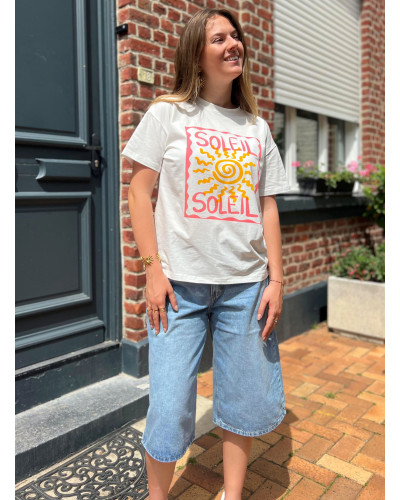 MANI | Tee-shirt blanc inscription soleil