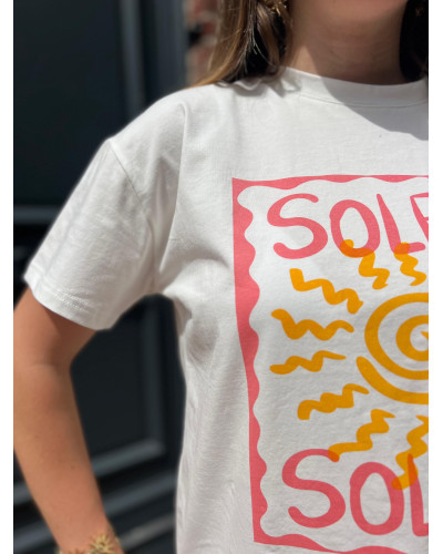 MANI | Tee-shirt blanc inscription soleil