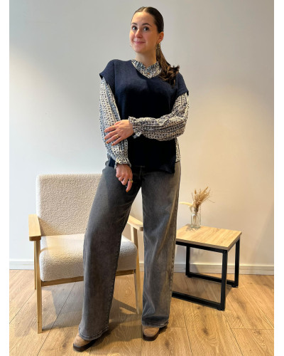 GASPARD | Pull sans manche bleu marine