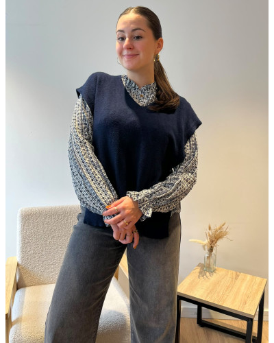 GASPARD | Pull sans manche bleu marine