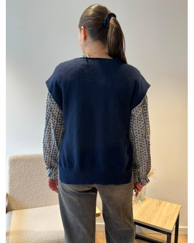 GASPARD | Pull sans manche bleu marine