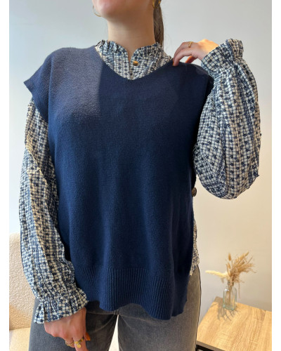 GASPARD | Pull sans manche bleu marine