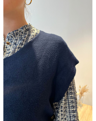 GASPARD | Pull sans manche bleu marine