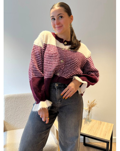 JULES | Gilet bordeaux à rayures