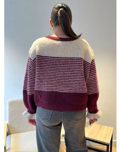 JULES | Gilet bordeaux à rayures