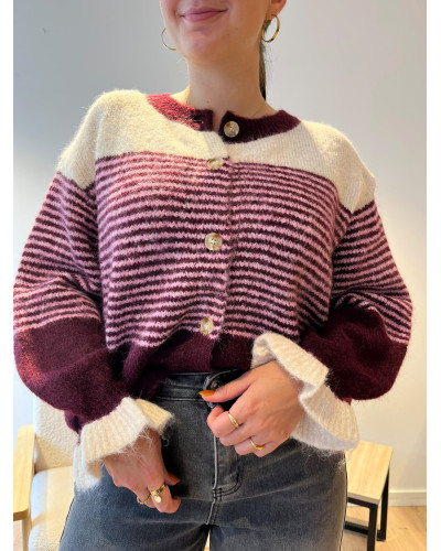 JULES | Gilet bordeaux à rayures