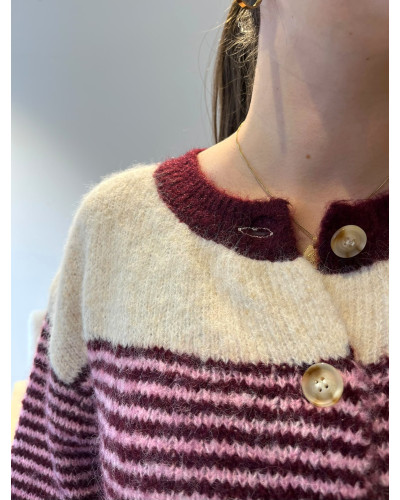 JULES | Gilet bordeaux à rayures